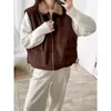 Chaleco Casual de Solapa Imitación Lana de Cordero Retro para Mujer 2026 Otoño Invierno Nuevo Sin Mangas Cálido Acolchado Chaleco Corto