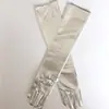 Guantes Largos de Charol, Guantes Sexy Recubiertos, Guantes Largos de Piel Brillante Dorados y Plateados, Guantes de Desempeño Escénico de Tubo de Acero