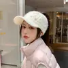Sombrero de Mujer Otoño Invierno Moda Versátil Agujero para Cola de Caballo Parte Superior Sombrero de Copa Más Terciopelo Cálido Ciclismo al Aire Libre Tejido Sombrero de Pico de Pato