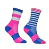 Calcetines de compresión para deportes al aire libre para hombres y mujeres, calcetines de ciclismo con rayas para pie izquierdo y derecho, calcetines para correr
