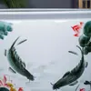 Tanque de Peces de Cerámica Jingdezhen para Criar Peces Dorados, Tanque para Tortugas, Maceta para Nenúfares, Tanque para Loto de Cuenco, Tanque para Flores de Loto, Tanque de Peces Extra Grande para Sala de Estar