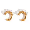 Moda Europea y Americana Personalidad de Nicho Retro Populares Pendientes de Acero Inoxidable Chapados en Oro de 18K Clips para Orejas de Lujo Ligero Pendientes Joyería para Mujeres