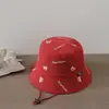 Sombrero de Pescador Bordado de Oso Japonés y Coreano para Niños, Exportable, Adecuado para Todas las Estaciones, Sombrero de Moda Lindo, Sombrero de Pescador Transpirable para Primavera y Verano