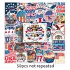50 Peças de Adesivos do 250º Aniversário Americano, Adesivos Comemorativos do Dia da Independência, Adesivos Decorativos DIY à Prova d'Água Mais Vendidos Transfronteiriços