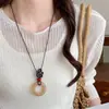 Collar Maillard Otoño e Invierno Piedra Ojo de Tigre Acero de Titanio para Mujer Diseño Coreano de Nicho Cadena Larga para Sudadera Accesorios Versátil Nuevo Estilo