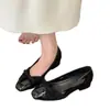 Zapatos Rosados de Tacón Grueso para Noche para Mujer, Nuevo Estilo Primavera 2026 con Lazo, Zapatos Rojos Individuales Estilo Francés Inspirados en Chanel