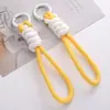 Chaveiro com Padrão de Liga de Poliéster Espesso e Nós, Argola de Chaveiro, Pingente de Chaveiro DIY Feito à Mão, Acessórios de Joalheria
