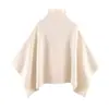Venta al por mayor de ropa para mujer transfronteriza europea y americana: abrigo capa de punto asimétrico para mujer