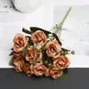 Flores artificiales en colores otoñales, gypsophila (velo de novia), rosas pequeñas, flores falsas para decoración de sala de estar interior, accesorios para fotografía, flores para arreglo de escena de boda