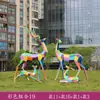 Escultura geométrica de veado pintada em fibra de vidro para exterior, adequada para pátios, parques, gramados residenciais e decorações de paisagismo com animais.