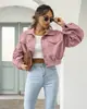 Chaqueta de pana casual europea y americana de otoño/invierno de Amazon con cuello de solapa, mangas tipo linterna, de un solo pecho, chaqueta corta de múltiples botones