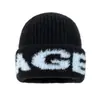Gorro de Lana Personalizable para Adelgazar la Cara Otoño/Invierno Creativo Nuevo Gorro de Punto Jacquard con Letras Gorro Holgado para Cubrir la Cabeza
