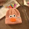 Nuevo Estilo Coreano Divertido Ojos Grandes Sombrero de Lana para Padres e Hijos Cálido Suave Pegajoso Versátil Otoño Invierno Accesorio para Fotografía Sombrero de Punto