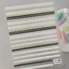 Adesivos de Unha Coração de Renda Branca Transfronteiriços Borda de Renda 3D Coração Adesivos de Unha DIY Em relevo Estilo Ca