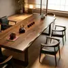 Juego de mesa de té grande y sillas de madera maciza para sala de estar, uso doméstico, una mesa y seis sillas, mesa de té de nuevo estilo chino, mesa de preparación de té para oficina
