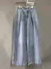 Oferta especial: Jeans de pierna ancha rectos con cintura irregular, jeans azules, jeans holgados de pierna ancha