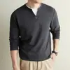 Suéter de Lana, Seda y Falso Dos Piezas para Hombre 2026 Otoño Invierno Nuevo Estilo Old Money Engrosado Cálido Capa Base Ropa de Punto para Hombre