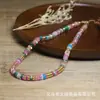 Colar de Pedras Naturais Coloridas Onyx com Contas Venda Quente Transfronteiriça para Mulheres Aço Inoxidável Sensação de Alta Qualidade Contas de Frisbee Corrente para Clavícula Corrente