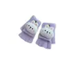 Guantes Infantiles para Otoño e Invierno, Cálidos Estilo Coreano de Conejo de Cinco Dedos con Tapa Completa con Felpa Gruesa para Niños y Niñas