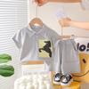 Camisa Polo de Manga Curta para Meninos Roupa de Verão 2025 Nova Moletom Fino Infantil Manga Meia Moda para Meninos Camiseta Tendência