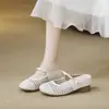 Sandalias de plataforma para mujer para primavera y verano 2026 modelo nuevo, mules cerrados transpirables de tejido hueco con suela gruesa para mujer