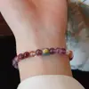 Pulseira de Cristal Roxo Fantasma Natural Feminina Cristal Amarelo Roxo Torre Cristal Pulseira da Sorte Pulseira de Ametista Joia de Alta Qualidade