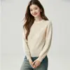 Suéter 100% cashmere puro para mulheres, camada dupla, gola redonda, camada interna quente, casual e moderno, amigo da pele, e adequado como camada base ou malha