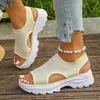 Zapatos Deportivos Casuales Transpirables de Malla Gruesa con Plataforma, Cruzados Europeos y Americanos, Tallas Grandes, para Mujer, Verano, con Tacón para Aumentar Altura, Venta al por Mayor Tallas Grandes
