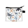 Nuevo Monedero de Peces Marinos Moda Infantil Portatarjetas Blanco Estampado Niños y Niñas Escuela Primaria Bolsa de Almacenamiento Linda Caliente