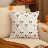 Funda de Almohada de Peluche Fantasma de Halloween Funda de Cojín Calabaza Decoración de Sofá de Sala de Estar Funda de Almohada Festiva Cojín para Cabecera