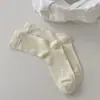 Calcetines Apilados para Mujer de Malla Fina Transpirables de Verano de Longitud Media Hilo de Punto Lindos de Algodón Calcetines Largos de Verano Ins de Moda