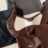 Camisola tomara que caia em U para mulheres com bojos de látex, alças finas integradas, efeito modelador, adequada para usar como peça externa, lindo design nas costas, roupa íntima de base