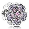 Panjia Beads Shining Pink Purple Series Trevo de Quatro Folhas Ornamento de Amor Pulseira Feminina Pulseira Diy Acessórios Beads