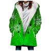 Abrigo trench de mujer nuevo de 2023 de venta caliente transfronteriza invierno engrosado estilo europeo y americano patrón navideño abrigo con capucha lote
