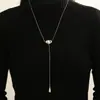 Moda de Joyería Transfronteriza Europea y Americana Collar de Serpiente Cuadrado Metálico Irregular Cadena para Clavícula con Colgante Simple de Gota de Agua CCB