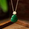 Colar Miyi Estilo Chinês Novo Mais Vendido Ao Vivo Gourd Ruyi Estilo Igual Pingente Fulu Verde Espinafre Feminino Corrente Clavicular de Alta Qualidade