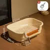 Caixa de areia para gatos extra grande anti-respingo, vaso sanitário para gatos semi-fechado de pés baixos, caixa de areia para gatos elevada estilo aberto, suprimentos para animais de estimação