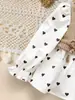 Comercio Exterior Ropa Infantil Primavera y Otoño Conjunto Bebé Dulce Camisa de Cuello Alto con Estampado de Corazones Chaleco + Pantalones Largos Acampanados Amigables con la Piel Conjunto de Dos Piezas