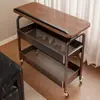 Estante de Almacenamiento Móvil para la Sala de Estar, Carrito Pequeño con Ruedas al Lado del Sofá, Estante de Bocadillos de Múltiples Niveles, Organizador de Revistas y Libros