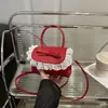 Bolsa Feminina com Design de Renda, Nova Bolsa Feminina Outono Inicial Simples Nova Moda Ombro Único Transversal de Mão Pequena Quadrada
