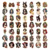 50 Adesivos de Grafite de Menina Tatuada Americana Estilo Cartoon Retro, À Prova d'Água, Diário DIY, Capa de Celular, Fofo