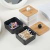 Caja de almacenamiento simple de escritorio a prueba de polvo estilo japonés para hisopos de algodón, caja pequeña para artículos diversos, caja para anillos para el cabello, caja para algodón cosmético, caja de almacenamiento para palillos de dientes