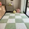 Tapete de Piso de Espuma Patchwork Tapete de Pelúcia ao Lado da Cama Quarto Cobertura Total Tapete de Piso de Espuma Patchwork Cortável Quarto de Meninas