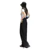 Traje de Pantalón de Tirantes de Cintura Alta para Mujer 2025 Verano Nuevo Moda Casual Negro Recto Suelto Pierna Ancha Conjunto de Dos Piezas