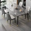 Mesa de jantar em pedra, adequada para apartamentos pequenos, um conjunto de jantar estiloso para a sala de estar, uma combinação de mesa e cadeiras de jantar para casa de luxo leve