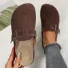 Pantuflas cerradas retro de talla grande para mujer de comercio exterior, nuevas 2026 casuales estilo Birkenstock con hebilla de cinturón, sin cordones, de punta abierta