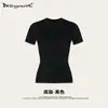 Street Madness Marca Trendy Europea y Americana Estilo Sencillo para el Trabajo Personalizado Estampado por Calor Ajuste Delgado Camiseta Negra Alta Elasticidad Hombro Normal Adelgazante Manga Corta