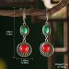 Pendientes Chinos Palacio Guofeng Moda China Retro Imitación Jade Hetian Pendientes Dinastía Song Cheongsam Pendientes Altos con Borla