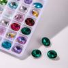 Taladro de Uñas Forma Ovalada de Huevo Huevo de Paloma Super Brillante K9 Vidrio Brillante Cristal Transparente Forma Puntiaguda Joyería para Uñas