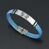 Pulseira Magnética de Couro Trançado Multicor, Pulseira Simples de Couro Patchwork Larga em Cores Contrastantes, Acessório Versátil para Casais e Estudantes